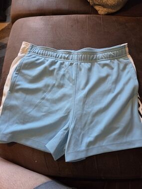 Kids Light Blue Athletic Shorts with White Side Panels